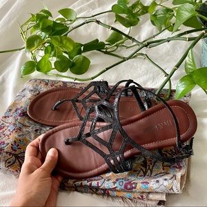 Kelly & Kate Black Snake Print Sandal